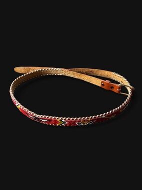 ✨Red, yellow, and black beaded belt with geometric pattern✨